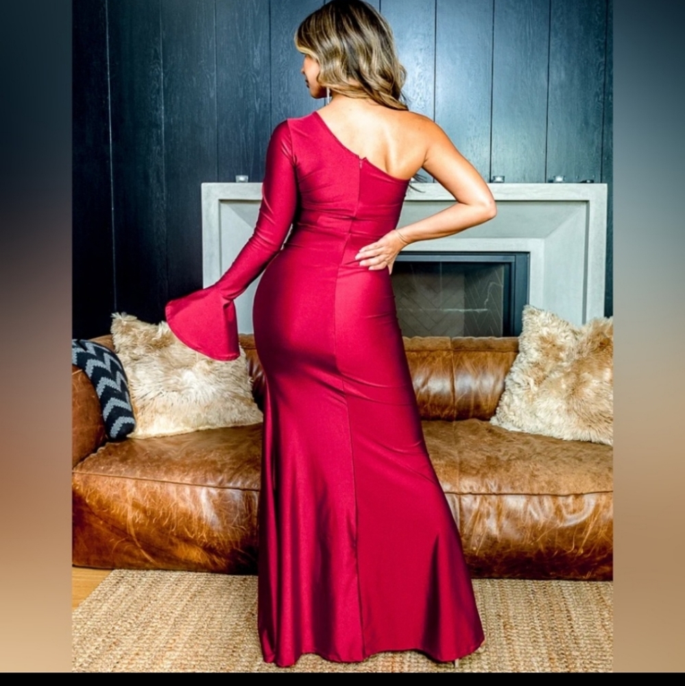 Ruby Red Maxi Cocktail Dress - Picture 4 of 7